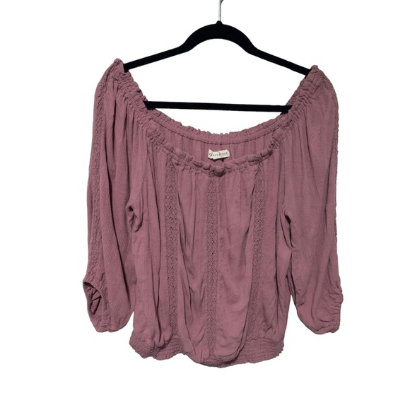 Aeropostale Mauve Ruched Cold Shoulder Blouse Top XL - Picture 2 of 6
